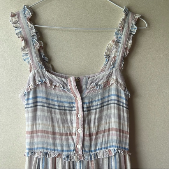 5 FOR $25 | Violet Skies 100% Cotton Stripe Tiered Ruffle Strap Midi Dress S - Picture 3 of 11